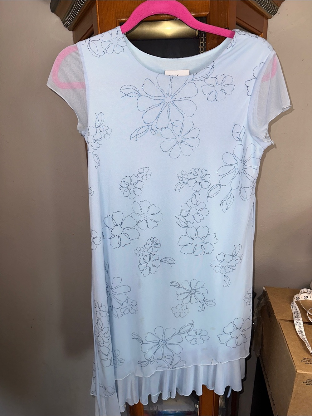 Byer California Light Blue Floral Casual Girls' Dress